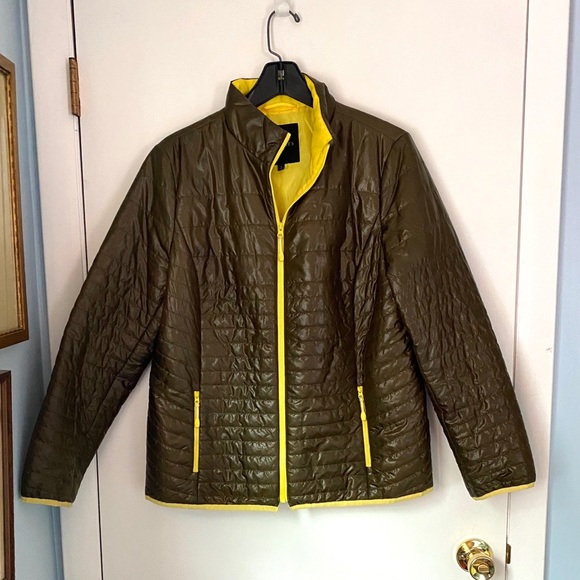 Talbots Primaloft Puffer Jacket Green Yellow Large - Picture 1 of 6